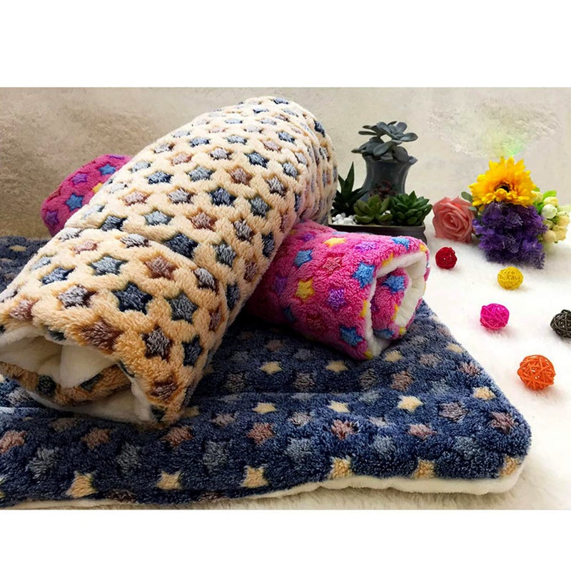 FJWYSANGU Pet Blanket Premium Fluffy Flannel Cushion Soft and Warm Mat for Dogs Cats(Star/Blue,Medium) - Image 3